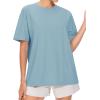 imageTHE GYM PEOPLE 2 Pack Womens Oversized T Shirts Casual Loose Fit Short Sleeve Tops Summer Crewneck Basic TeesBlackInk Blue