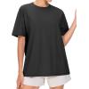 imageTHE GYM PEOPLE 2 Pack Womens Oversized T Shirts Casual Loose Fit Short Sleeve Tops Summer Crewneck Basic TeesBlackWhite