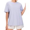 imageTHE GYM PEOPLE 2 Pack Womens Oversized T Shirts Casual Loose Fit Short Sleeve Tops Summer Crewneck Basic TeesWhiteLight Purple