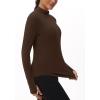 imageTHE GYM PEOPLE Fleece Mock Turtleneck Pullover Base Layer Shirts Long Sleeve Workout Tops with Thumb HoleCoffee