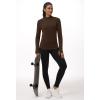 imageTHE GYM PEOPLE Fleece Mock Turtleneck Pullover Base Layer Shirts Long Sleeve Workout Tops with Thumb HoleCoffee