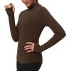 imageTHE GYM PEOPLE Fleece Mock Turtleneck Pullover Base Layer Shirts Long Sleeve Workout Tops with Thumb HoleCoffee