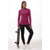 imageTHE GYM PEOPLE Fleece Mock Turtleneck Pullover Base Layer Shirts Long Sleeve Workout Tops with Thumb HoleDark Rose Red