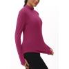imageTHE GYM PEOPLE Fleece Mock Turtleneck Pullover Base Layer Shirts Long Sleeve Workout Tops with Thumb HoleDark Rose Red