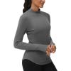 imageTHE GYM PEOPLE Fleece Mock Turtleneck Pullover Base Layer Shirts Long Sleeve Workout Tops with Thumb HoleGrey