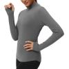 imageTHE GYM PEOPLE Fleece Mock Turtleneck Pullover Base Layer Shirts Long Sleeve Workout Tops with Thumb HoleGrey