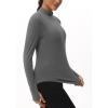 imageTHE GYM PEOPLE Fleece Mock Turtleneck Pullover Base Layer Shirts Long Sleeve Workout Tops with Thumb HoleGrey