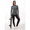imageTHE GYM PEOPLE Fleece Mock Turtleneck Pullover Base Layer Shirts Long Sleeve Workout Tops with Thumb HoleGrey