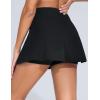 imageTHE GYM PEOPLE Womens Cross Waist Jean Skorts Stretchy Ruffle Denim Skirts with 2 in 1 Shorts PocketsBlack