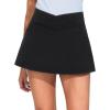 imageTHE GYM PEOPLE Womens Cross Waist Jean Skorts Stretchy Ruffle Denim Skirts with 2 in 1 Shorts PocketsBlack