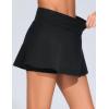 imageTHE GYM PEOPLE Womens Cross Waist Jean Skorts Stretchy Ruffle Denim Skirts with 2 in 1 Shorts PocketsBlack