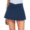 imageTHE GYM PEOPLE Womens Cross Waist Jean Skorts Stretchy Ruffle Denim Skirts with 2 in 1 Shorts PocketsDark Blue