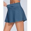 imageTHE GYM PEOPLE Womens Cross Waist Jean Skorts Stretchy Ruffle Denim Skirts with 2 in 1 Shorts PocketsDenim Blue