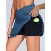 imageTHE GYM PEOPLE Womens Cross Waist Jean Skorts Stretchy Ruffle Denim Skirts with 2 in 1 Shorts PocketsDenim Blue