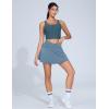 imageTHE GYM PEOPLE Womens Cross Waist Jean Skorts Stretchy Ruffle Denim Skirts with 2 in 1 Shorts PocketsDenim Light Blue