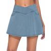 imageTHE GYM PEOPLE Womens Cross Waist Jean Skorts Stretchy Ruffle Denim Skirts with 2 in 1 Shorts PocketsDenim Light Blue