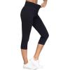 imageTHE GYM PEOPLE Womens Cross Waisted Stretchy Capri Denim Jeggings Tummy Control Skinny Jean Leggings with PocketsBlack