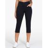imageTHE GYM PEOPLE Womens Cross Waisted Stretchy Capri Denim Jeggings Tummy Control Skinny Jean Leggings with PocketsBlack
