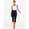 imageTHE GYM PEOPLE Womens Cross Waisted Stretchy Capri Denim Jeggings Tummy Control Skinny Jean Leggings with PocketsBlack