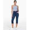 imageTHE GYM PEOPLE Womens Cross Waisted Stretchy Capri Denim Jeggings Tummy Control Skinny Jean Leggings with PocketsDark Blue