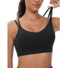 imageTHE GYM PEOPLE Womens Double Spaghetti Strap Sports Bras Supportive Strappy Workout Bra with PaddedBlack