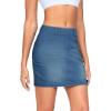 imageTHE GYM PEOPLE Womens High Waisted Mini Denim Skirts with Pockets Stretch Skinny Jean Bodycon SkirtsDenim Blue