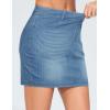 imageTHE GYM PEOPLE Womens High Waisted Mini Denim Skirts with Pockets Stretch Skinny Jean Bodycon SkirtsDenim Blue