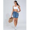 imageTHE GYM PEOPLE Womens High Waisted Mini Denim Skirts with Pockets Stretch Skinny Jean Bodycon SkirtsDenim Blue