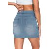 imageTHE GYM PEOPLE Womens High Waisted Mini Denim Skirts with Pockets Stretch Skinny Jean Bodycon SkirtsDenim Light Blue