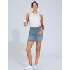 imageTHE GYM PEOPLE Womens High Waisted Mini Denim Skirts with Pockets Stretch Skinny Jean Bodycon SkirtsDenim Light Blue