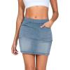 imageTHE GYM PEOPLE Womens High Waisted Mini Denim Skirts with Pockets Stretch Skinny Jean Bodycon SkirtsDenim Light Blue