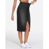 imageTHE GYM PEOPLE Womens High Waisted Stretchy Jean Skirts Front Slit Midi Denim Skirt with PocketsBlack