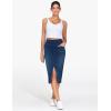 imageTHE GYM PEOPLE Womens High Waisted Stretchy Jean Skirts Front Slit Midi Denim Skirt with PocketsDark Blue