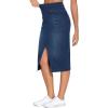 imageTHE GYM PEOPLE Womens High Waisted Stretchy Jean Skirts Front Slit Midi Denim Skirt with PocketsDark Blue