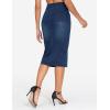 imageTHE GYM PEOPLE Womens High Waisted Stretchy Jean Skirts Front Slit Midi Denim Skirt with PocketsDark Blue