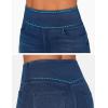 imageTHE GYM PEOPLE Womens High Waisted Stretchy Jean Skirts Front Slit Midi Denim Skirt with PocketsDark Blue
