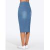 imageTHE GYM PEOPLE Womens High Waisted Stretchy Jean Skirts Front Slit Midi Denim Skirt with PocketsDenim Blue
