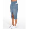 imageTHE GYM PEOPLE Womens High Waisted Stretchy Jean Skirts Front Slit Midi Denim Skirt with PocketsDenim Light Blue