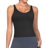 imageTHE GYM PEOPLE Womens Longline Sports Bra Wirefree Padded Workout Yoga Tank TopBlack