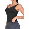 imageTHE GYM PEOPLE Womens Longline Sports Bra Wirefree Padded Workout Yoga Tank TopBlack