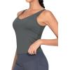 imageTHE GYM PEOPLE Womens Longline Sports Bra Wirefree Padded Workout Yoga Tank TopDark Grey