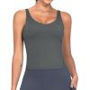 imageTHE GYM PEOPLE Womens Longline Sports Bra Wirefree Padded Workout Yoga Tank TopDark Grey