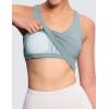 imageTHE GYM PEOPLE Womens Longline Sports Bra Wirefree Padded Workout Yoga Tank TopDenim Blue