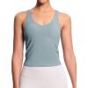imageTHE GYM PEOPLE Womens Longline Sports Bra Wirefree Padded Workout Yoga Tank TopDenim Blue