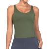 imageTHE GYM PEOPLE Womens Longline Sports Bra Wirefree Padded Workout Yoga Tank TopOlive Green