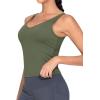 imageTHE GYM PEOPLE Womens Longline Sports Bra Wirefree Padded Workout Yoga Tank TopOlive Green