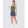 imageTHE GYM PEOPLE Womens Longline Sports Bra Wirefree Padded Workout Yoga Tank TopOlive Green
