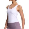 imageTHE GYM PEOPLE Womens Longline Sports Bra Wirefree Padded Workout Yoga Tank TopWhite