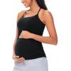 imageTHE GYM PEOPLE Womens Maternity Tank Tops Racerback Pregnancy Ruched Sleeveless Yoga Workout Shirts with Removable PaddedBlack
