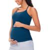 imageTHE GYM PEOPLE Womens Maternity Tank Tops Racerback Pregnancy Ruched Sleeveless Yoga Workout Shirts with Removable PaddedDark Blue Green